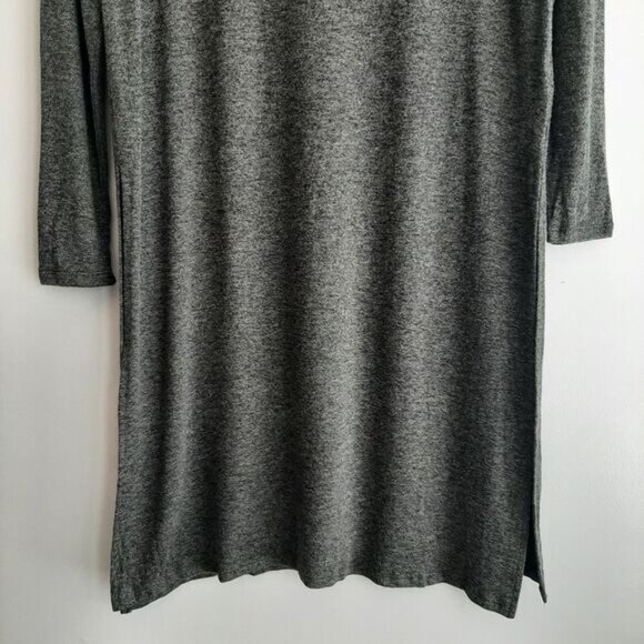 REITMANS Tunic Dress Side Slits Fine Knit Sweater Knee Length Grey Sz M - Picture 3 of 11